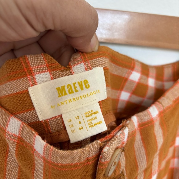 Anthropologie by Maeve Plaid Wide-Leg Pants in Orange and Black - Picture 6 of 13